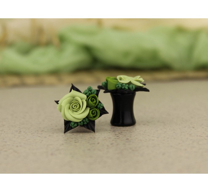 Sage green and olive ear stretch plugs – cute gauges tunnels