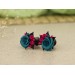 Magenta and teal rose size 00 gauges – custom color ear plugs