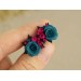 Magenta and teal rose size 00 gauges – custom color ear plugs