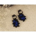 Navy blue and black stretched ears hoops – rose hangers