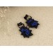Navy blue and black stretched ears hoops – rose hangers