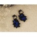 Navy blue and black stretched ears hoops – rose hangers
