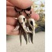 Gothic hoop hangers for tunnels Dangle earrings for stretched ears with Raven bird skull Copper chains Viking fangs and feathers Handmade