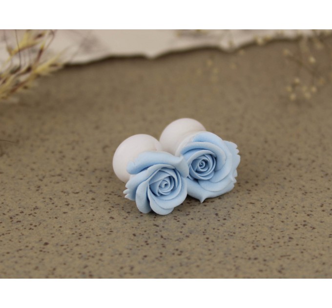 Wedding plugs and tunnels - Sky blue rose ear piercing