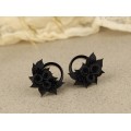 Handcrafted black rose ear tunnels for Goth weddings