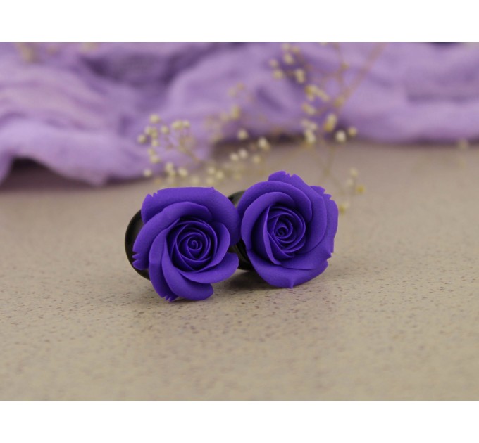 Floral 00g ear plugs tunnels with violet roses