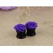Floral 00g ear plugs tunnels with violet roses