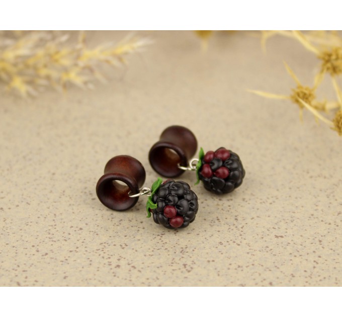 Cute blackberry - handcrafted wooden plugs