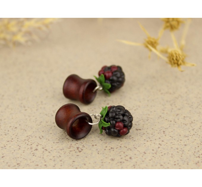 Cute blackberry - handcrafted wooden plugs
