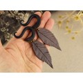 Handcrafted dangle gauges with brown leaves 