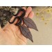 Handcrafted dangle gauges with brown leaves 