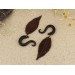 Handcrafted dangle gauges with brown leaves 