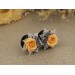 Gray peach wedding ear plugs Bridal earrings for stretched gauges Floral tunnels handmade 