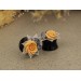 Gray peach wedding ear plugs Bridal earrings for stretched gauges Floral tunnels handmade 