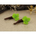 Handcrafted fake real gauges for ears – Green leaf