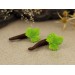 Handcrafted fake real gauges for ears – Green leaf