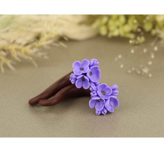 Handcrafted fake / real spiral gauges – lilac flowers