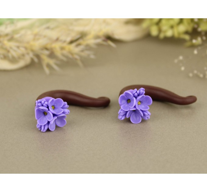 Handcrafted fake / real spiral gauges – lilac flowers