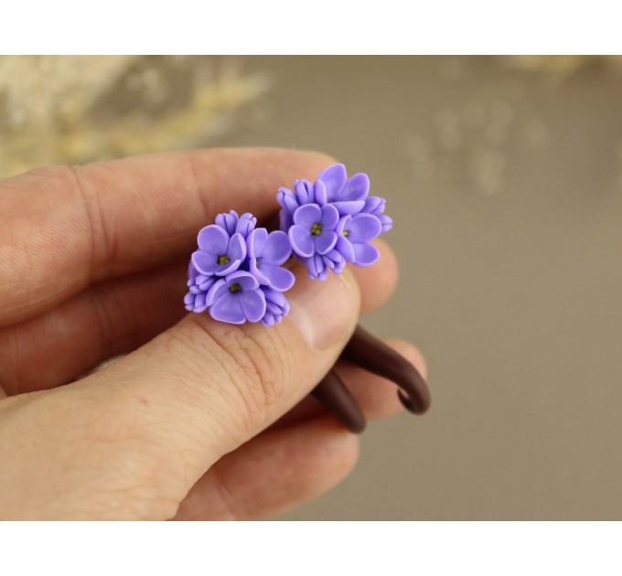 Handcrafted fake / real spiral gauges – lilac flowers