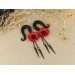 Red poppy flower custom ear gauges 