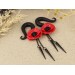 Red poppy flower custom ear gauges 