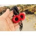 Red poppy flower custom ear gauges 