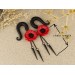 Red poppy flower custom ear gauges 