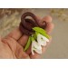 Snowdrop flower dangle gauge earrings