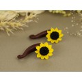 Handcrafted sunflower faux gauge earrings 