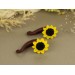 Handcrafted sunflower faux gauge earrings 