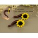 Handcrafted sunflower faux gauge earrings 
