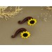 Handcrafted sunflower faux gauge earrings 
