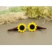Handcrafted sunflower faux gauge earrings 