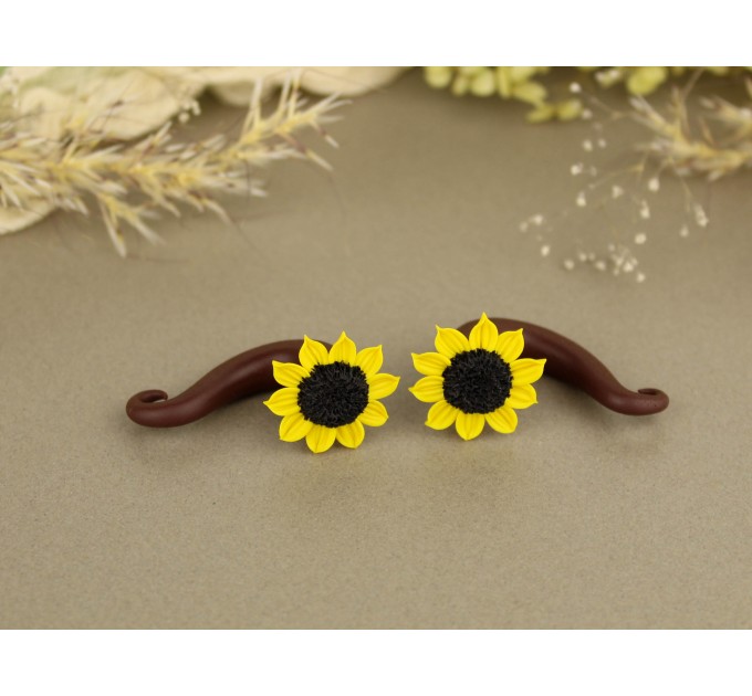 Handcrafted sunflower faux gauge earrings 
