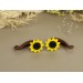Handcrafted sunflower faux gauge earrings 