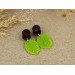 Spring leaf with dewdrops - wooden plugs for ears