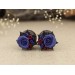 Navy blue rose custom plugs, ear tunnels 00g