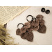 Beige brown chain hangers Dangle plugs and gauges Retro ancient bone ivory leaves Fall leaf tunnels