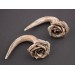 Viking woman earrings with bone imitated rose flower Real gauges or Faux Boho Tribal Norse Handmade
