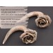 Viking woman earrings with bone imitated rose flower Real gauges or Faux Boho Tribal Norse Handmade