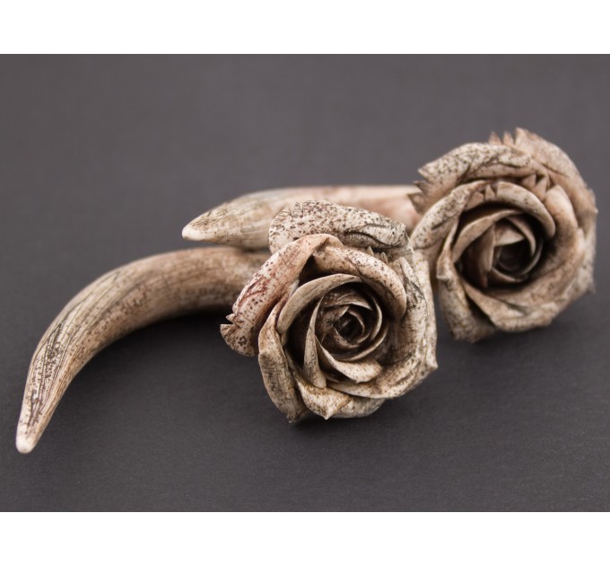 Viking woman earrings with bone imitated rose flower Real gauges or Faux Boho Tribal Norse Handmade