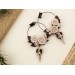 Ivory flowers beige roses brown leaves Hoop earrings Tunnel hangers for stretched ears Bird raven skull charm