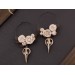 Ivory flowers beige roses brown leaves Hoop earrings Tunnel hangers for stretched ears Bird raven skull charm