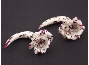Bloody rose real-faux gauge earrings 