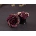 Rose tunnel ear plugs, burgundy & gold 6g earrings