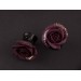 Rose tunnel ear plugs, burgundy & gold 6g earrings