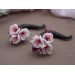 Spring wedding fake gauges - Real plugs for stretched ears Sakura cherry blossom Pink blooming earrings Handmade