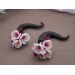 Spring wedding fake gauges - Real plugs for stretched ears Sakura cherry blossom Pink blooming earrings Handmade