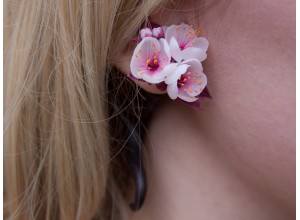 Cherry blossom real-faux gauge earrings