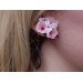 Spring wedding fake gauges - Real plugs for stretched ears Sakura cherry blossom Pink blooming earrings Handmade